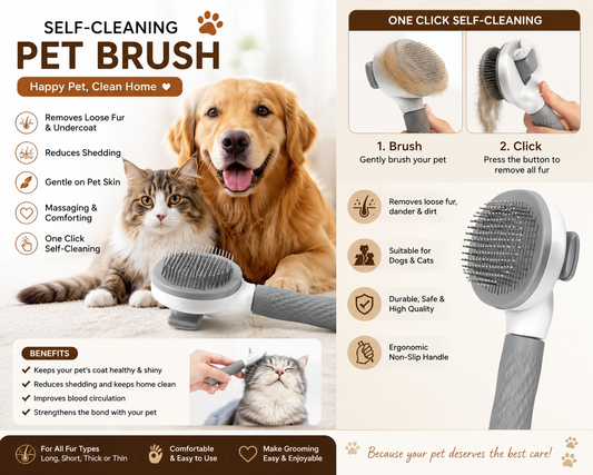 🧼  Premium Deshedding Brush for Dogs & Cats